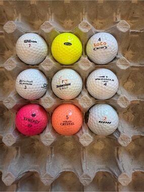9 Used Golf Balls Mixed Brands Wilson Dunlop Bridgestone Pinnacle Colored